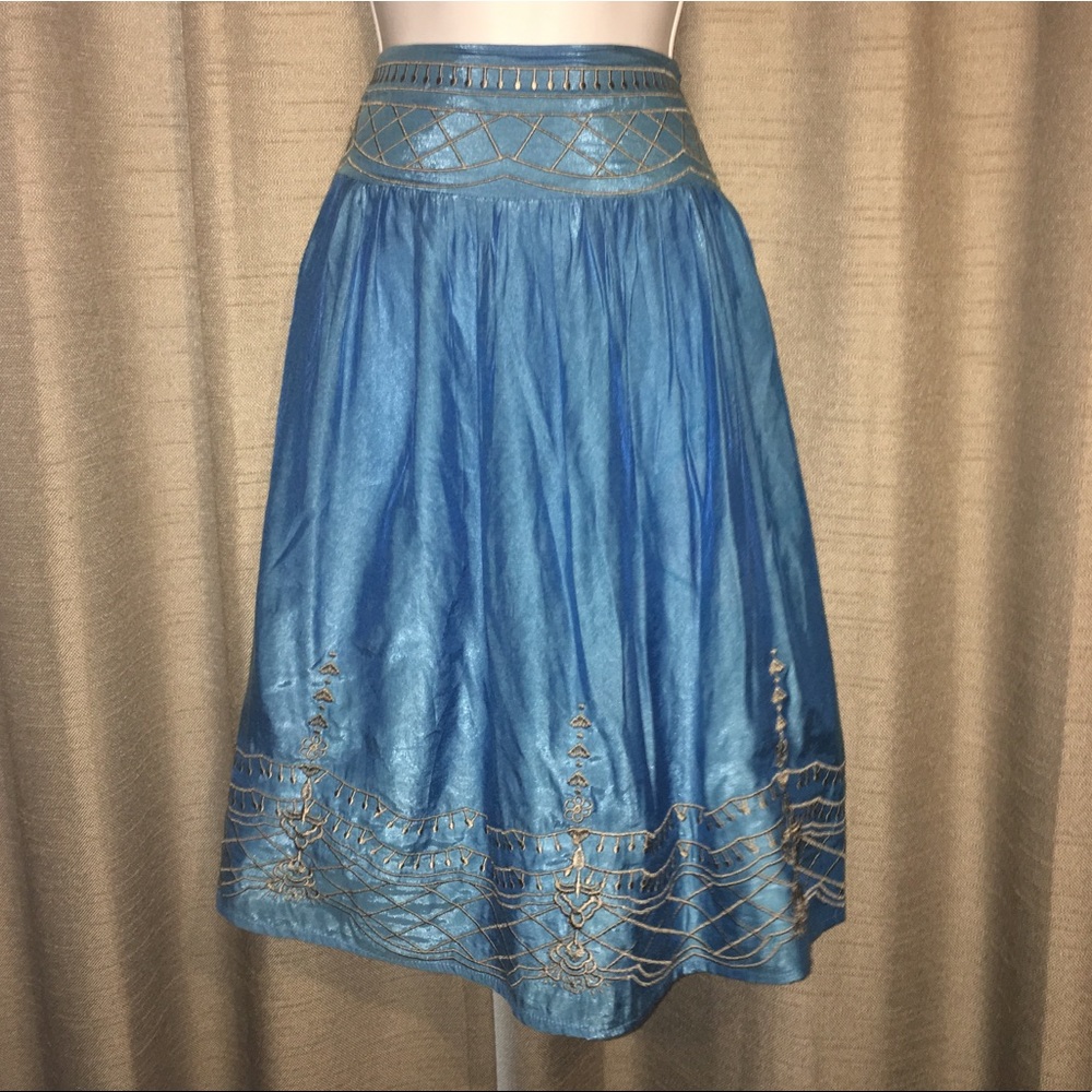 Blue Shimmery Peasant Skirt - XL